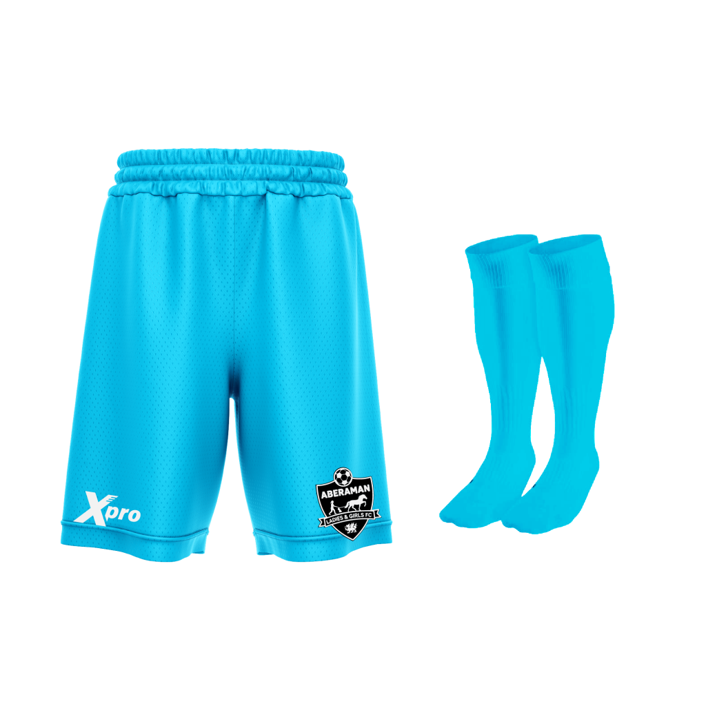 Aberaman Ladies and Girls FC Training Shorts and Socks BLUE