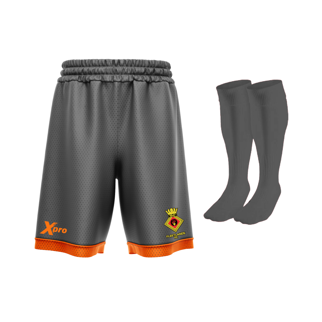 Fleetlands FC Training Shorts and Socks GREY/ORANGE