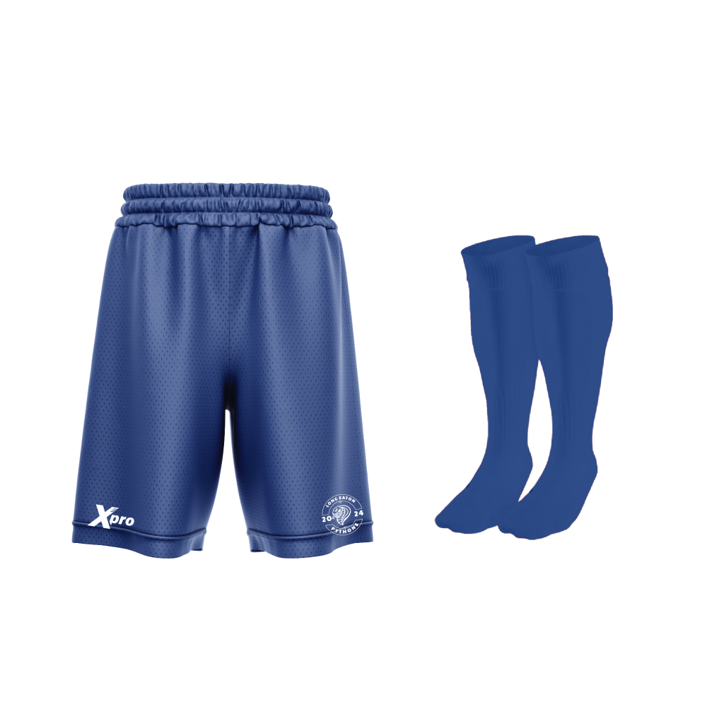 Long Eaton Pythons Training Shorts and Socks BLUE