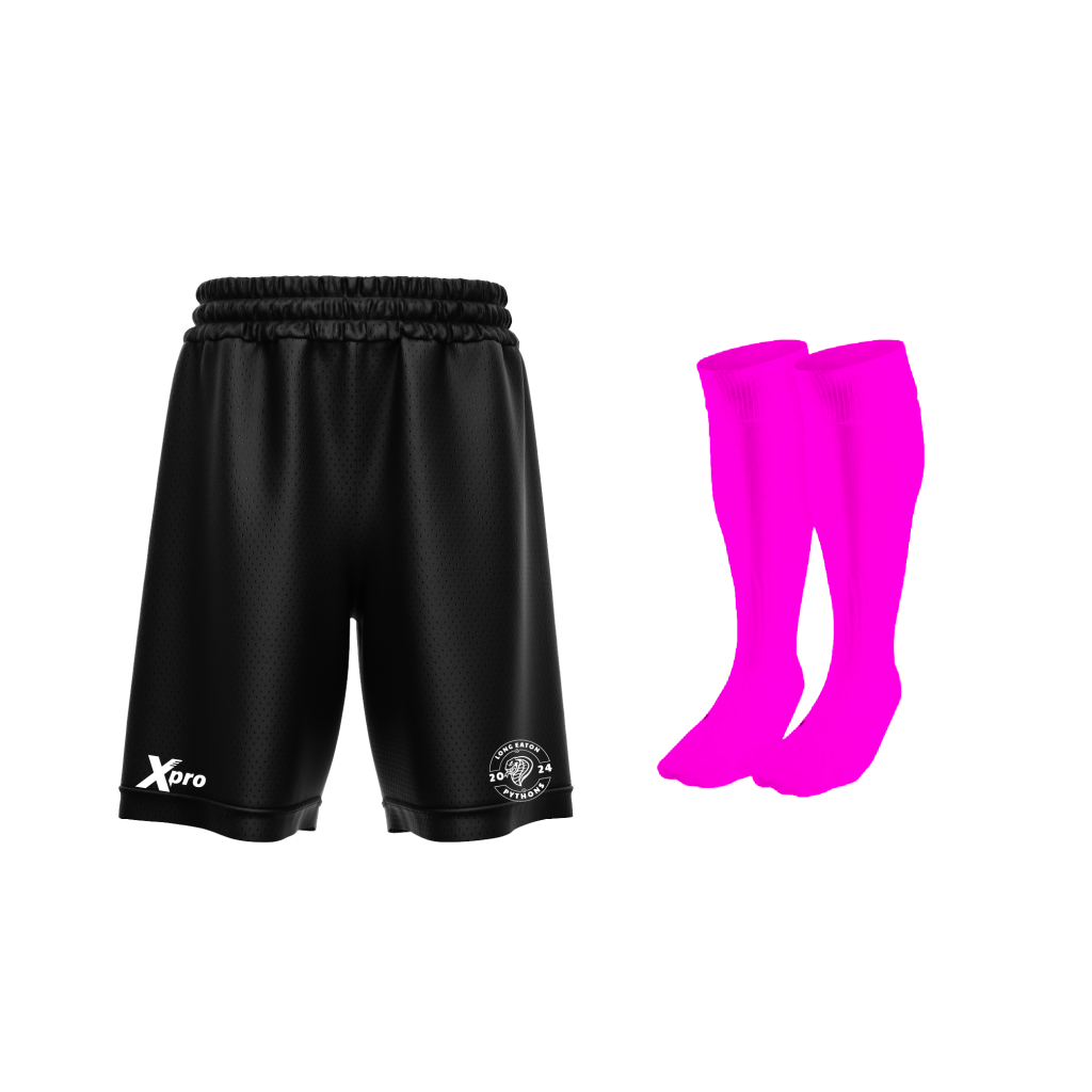 Long Eaton Pythons Training Shorts and Socks BLACK/PINK