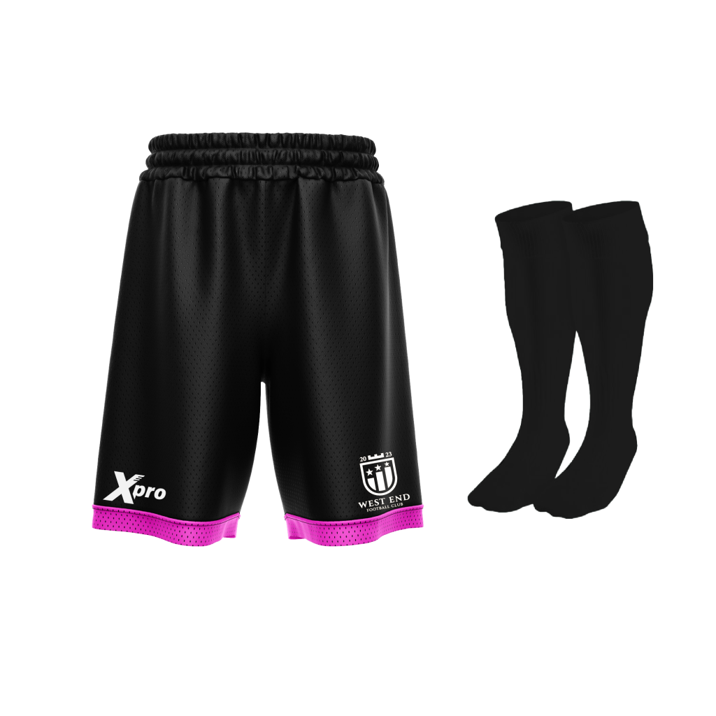 West End FC Training Shorts and Socks BLACK/PINK