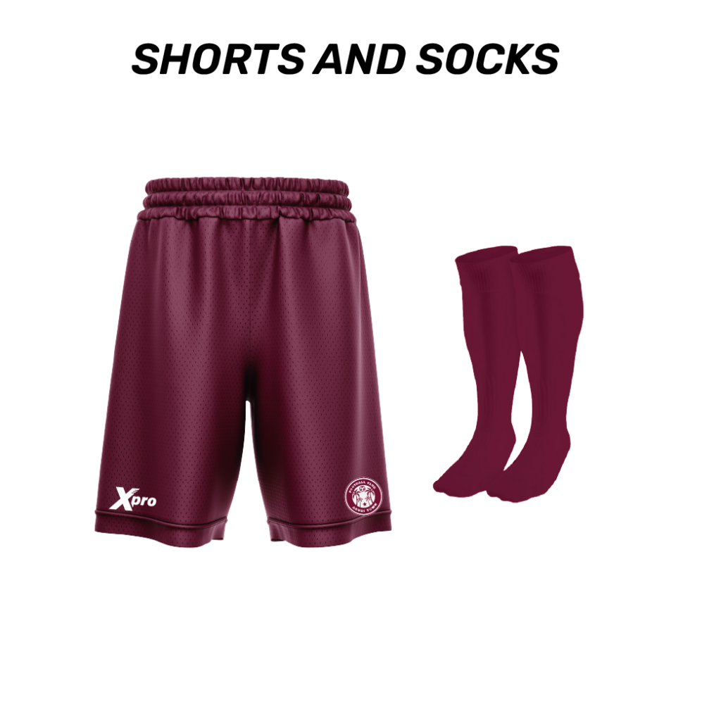 Aburi Town FC Shorts and Socks MAROON